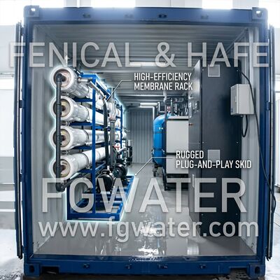100 TPD ソーラーハイブリッド コンテナ化 RO 純水設備 40 フィート ユニット 海水淡水化